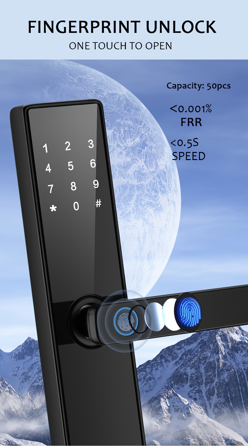 smart fingerprint door lock keyless entry door lock for home hotel office airbnb wireless digital electric door lock details 3