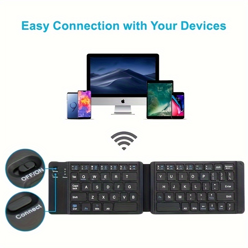 Teclado Plegable Mini Teclado Inalámbrico Para Windows, Android, IOS, Ipad Tablet Phone Teclado Inalámbrico Plegable Portátil detalles 2