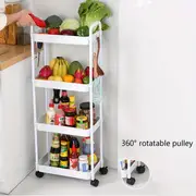 1pc 4 layer trolley storage rack with pulley kitchen bathroom shelf floor multi layer removable storage rack bedroom snack storage rack details 10