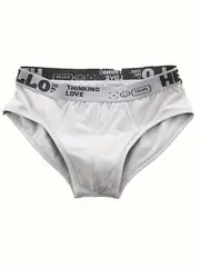 10pcs mens hello print fashion briefs sexy comfortable cool polyester spandex blend underwear with elastic waistband non transparent knit fabric for summer wear details 4