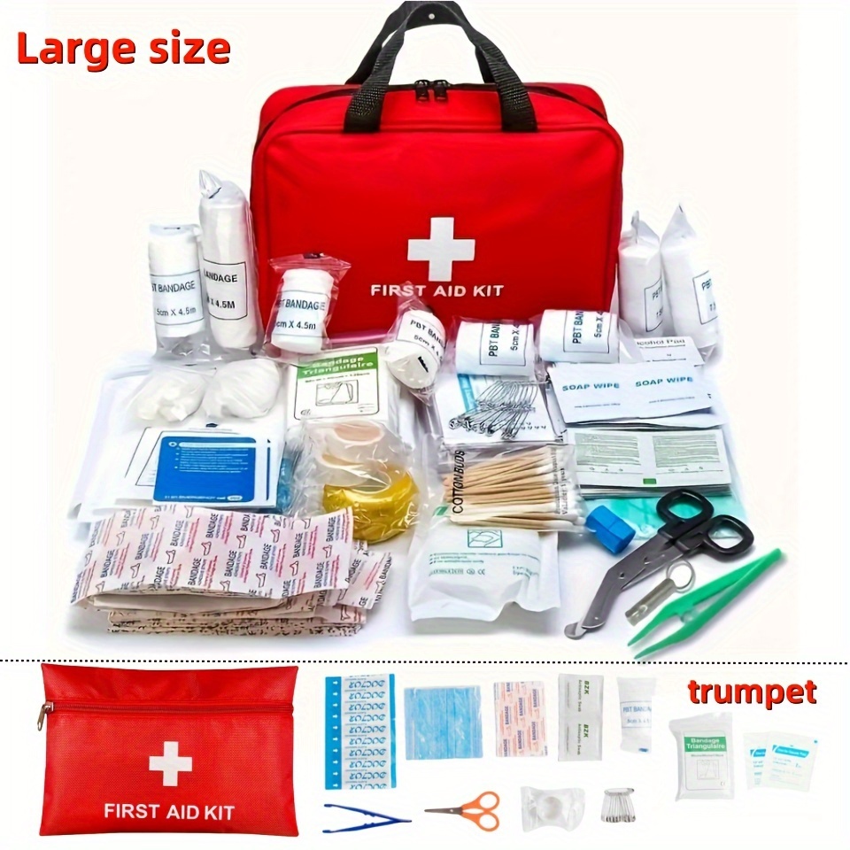 27pcs 173pcs multi purpose small large first aid kit portable bag for outdoor hunting hiking camping and more including emergency supplies included accessories details 1