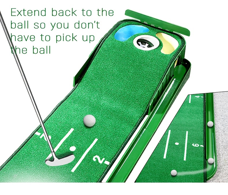 portable golf green mat indoor and outdoor golf putter practitioner golf hitting mat details 7