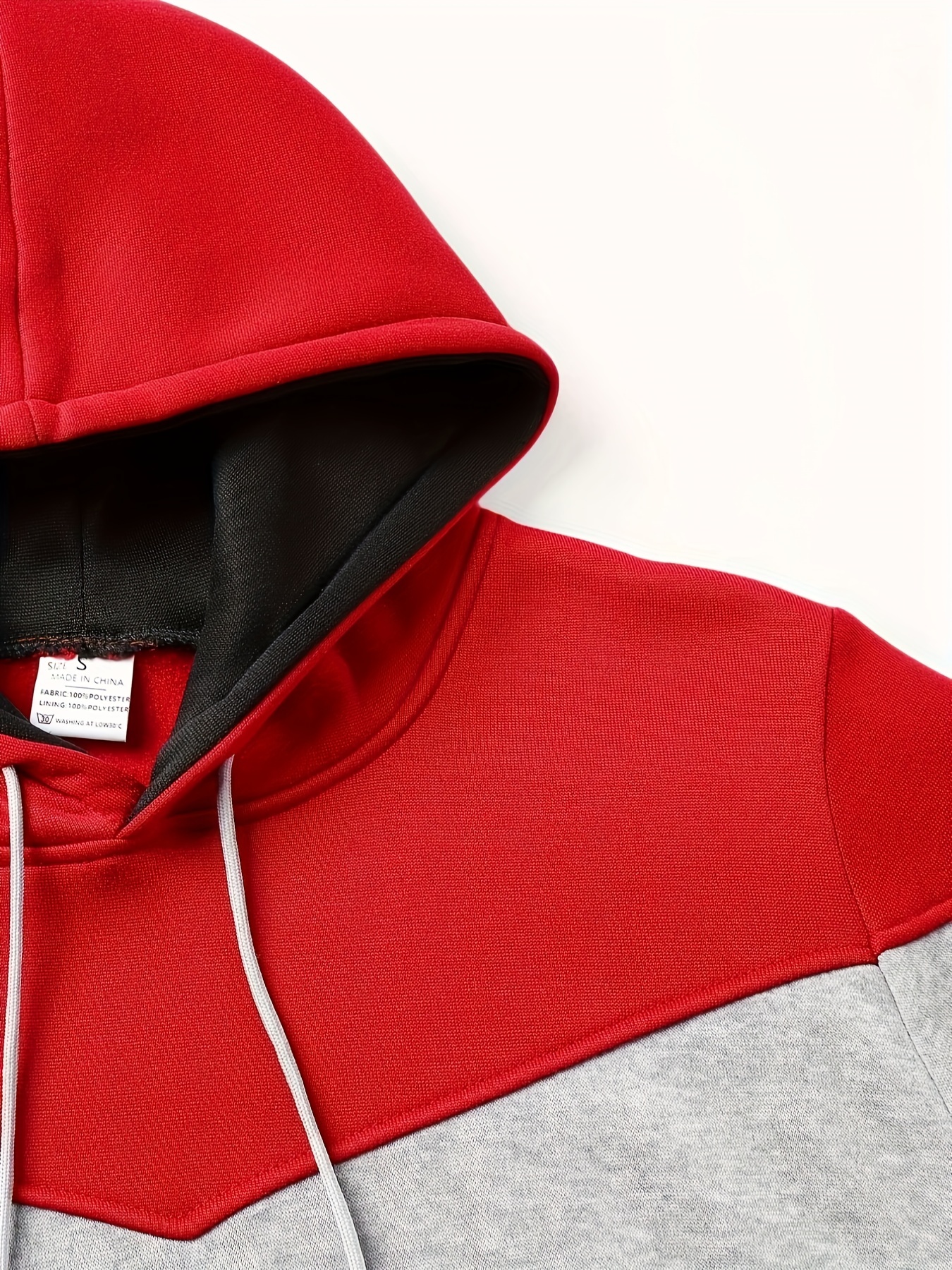 mens color block hoodie casual graphic design pullover with kangaroo pocket for winter and fall streetwear great gift idea red 2