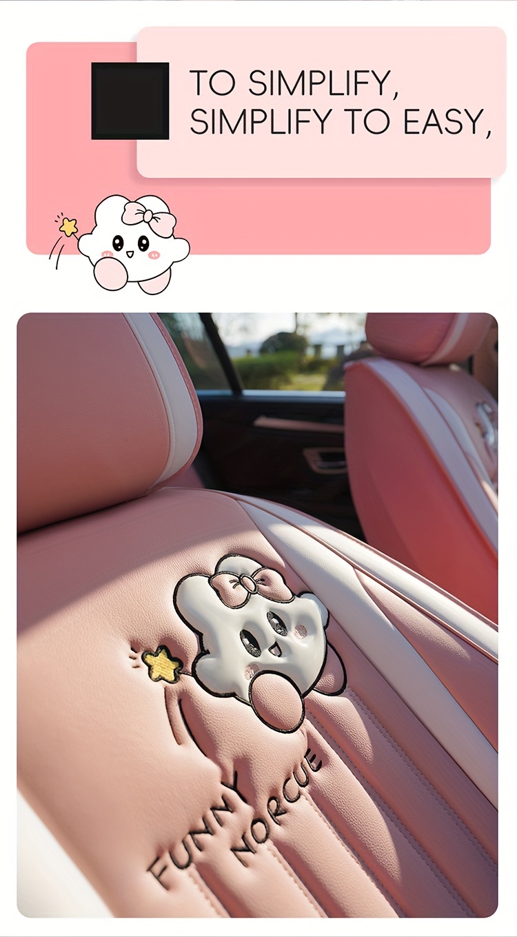 car seat cushion four seasons universal seat cover fully encircling seat cushion faux leather new cartoon goddess special breathable seat cover details 13
