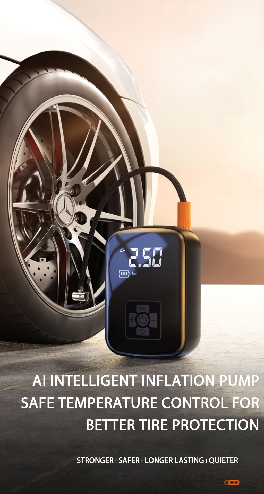 1pc portable car air compressor inflator wireless wired handheld pump light suitable for tire inflation and compression of cars and motorcycles details 0