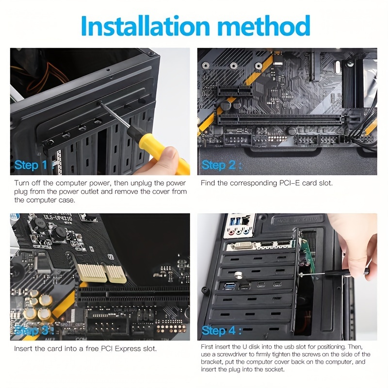 pcie usb3 0 expansion card 4 port usb3 0 built in adapter desktop 5gbps external usb card 2 usb a 2 usb c ports support windows and mac os10 8 2 details 7