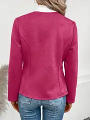 plus size elegant jacket womens plus solid long sleeve zip up round neck jacket details 47