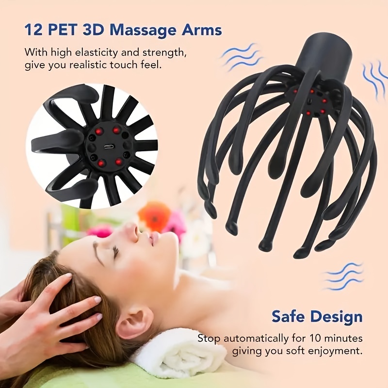 usb rechargeable electric octopus claw scalp massager for deep relaxation and   great gift for men women details 2