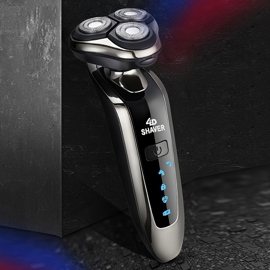 rechargeable full body washable electric shaver for men with nose and sideburn trimmers plus facial cleansing brush and barber heads for a smooth clean shave rechargeable full body washable shaver 3 blade head shaver waterproof shaver details 6