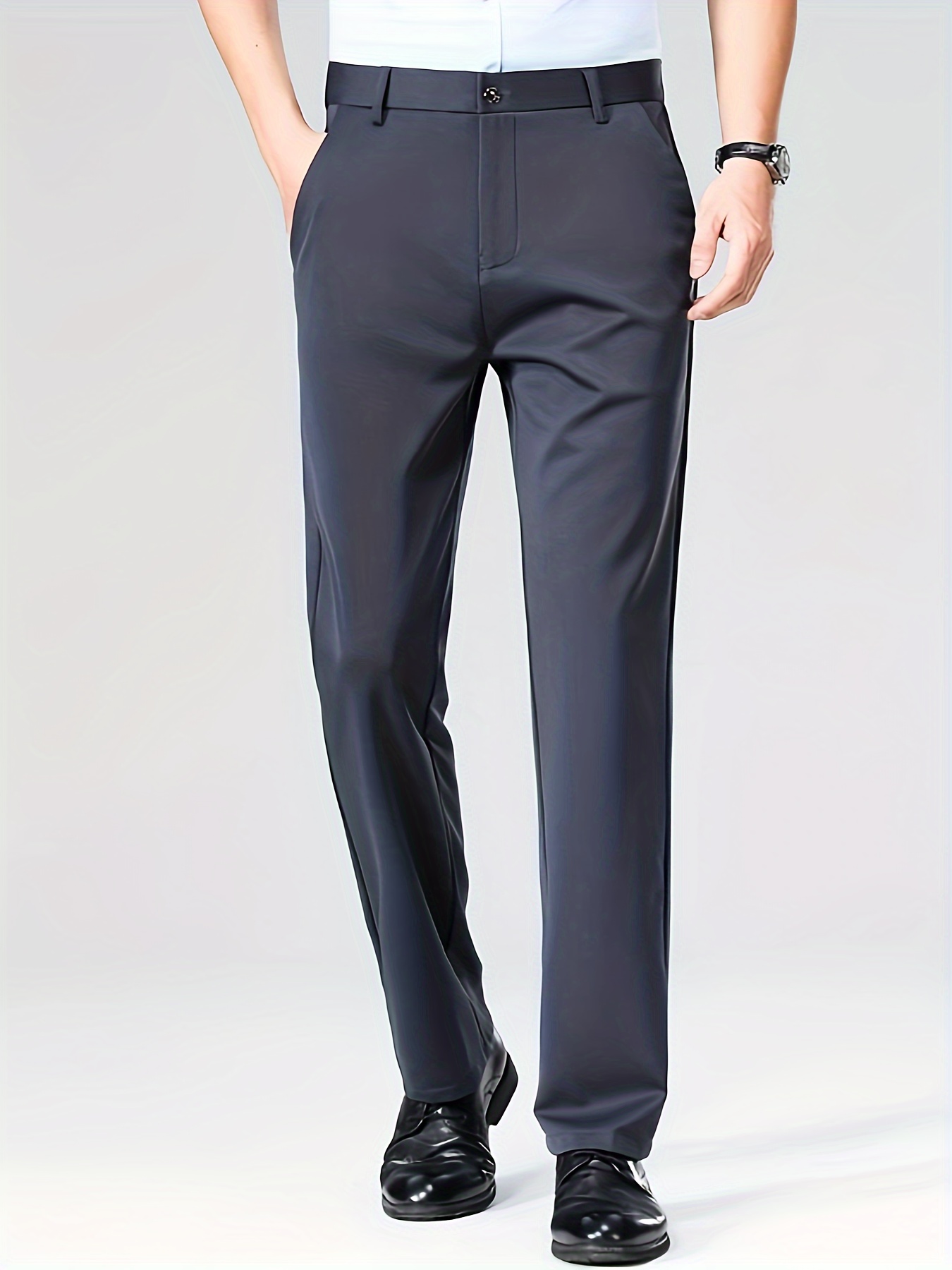 Men'S Casual Long Trousers, Business Slacks, Loose-Fitting, Versatile Straight-Leg Pants for Dads. details 3