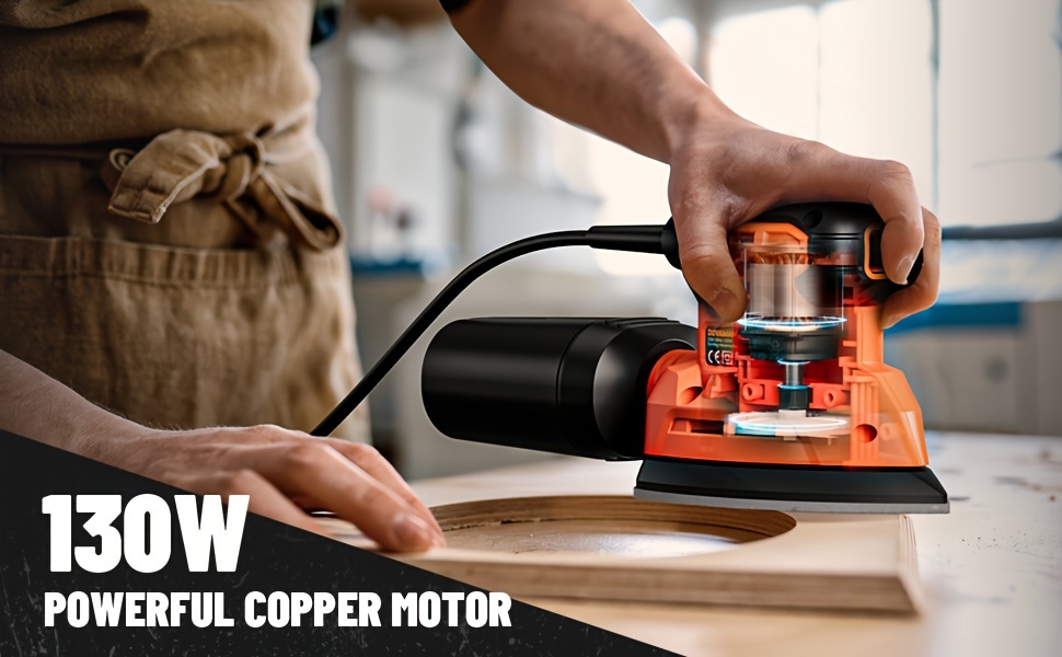 dls03a hand sander 130w detail sander   to 12000rpm with 12pcs sandpaper with   dust collection system hand sander for     details 1
