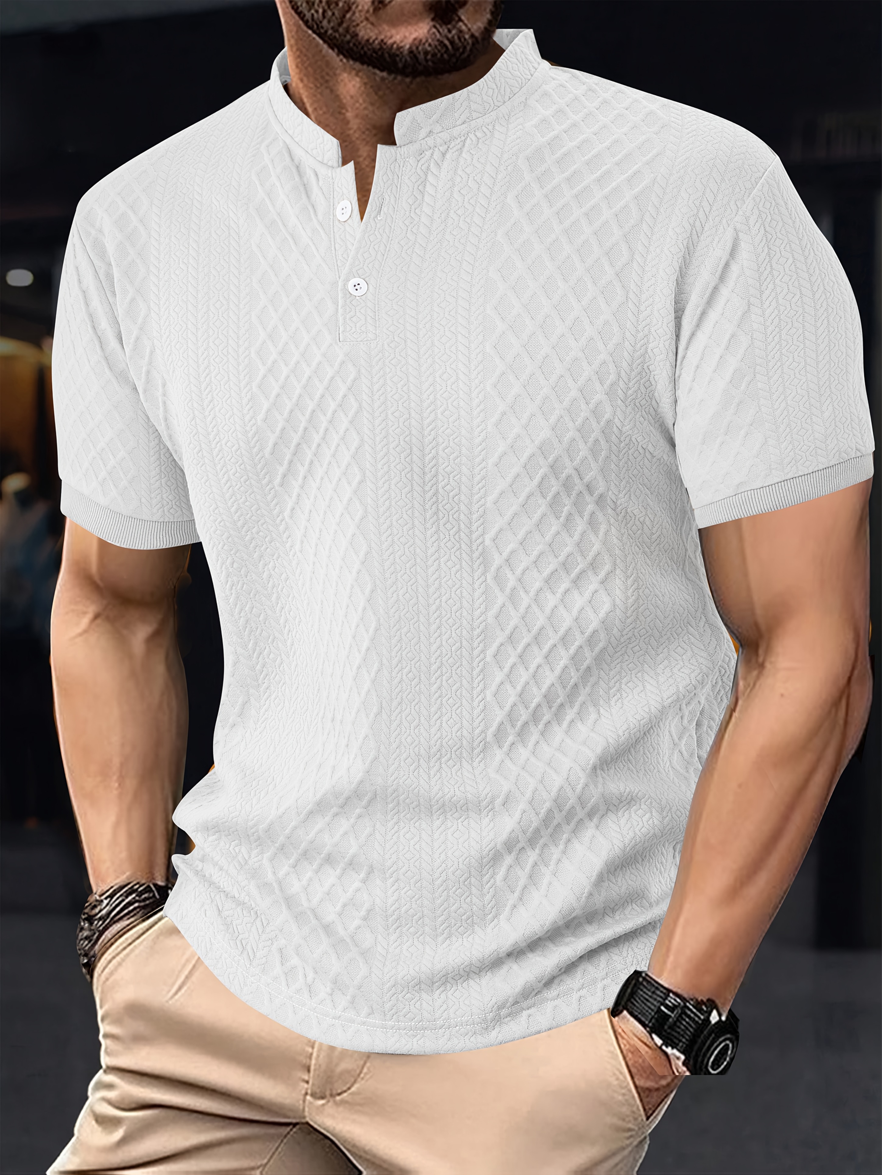 Mens Lightweight Henley Shirt - Front View