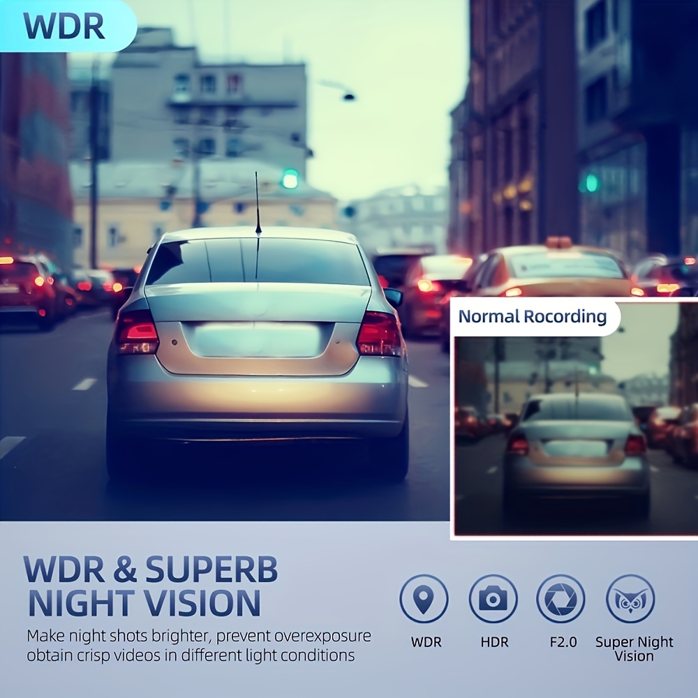 new three lens high definition night vision driving recorder with suction cup installation three cameras for front interior and rear of the car recording synchronously with reverse image and loop recording details 3