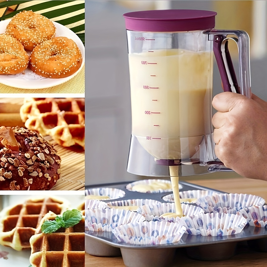 1pc plastic pancake cupcake batter dispenser collapsible batter separator for cupcakes pancakes cakes easy clean redesigned handle baking mixes and baked goods details 3
