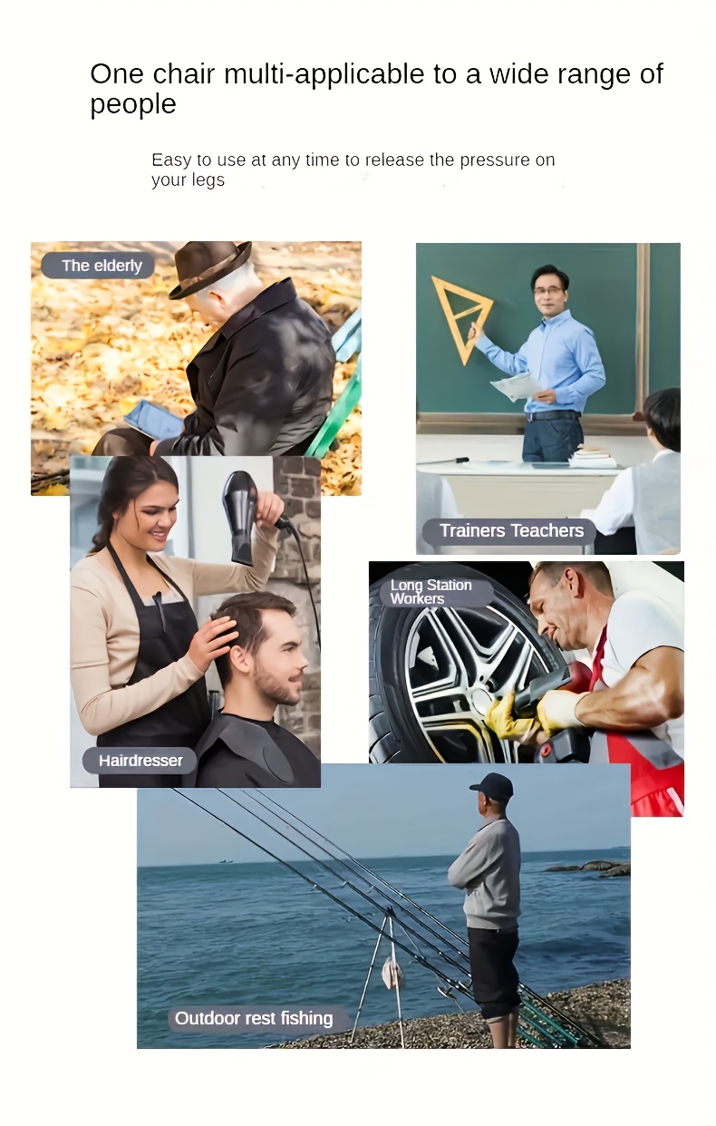 a wearable chair adjustable height with a load capacity of 300 made of durable pa and pp materials suitable for outdoor leisure maintenance fishing work without batteries details 4
