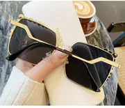 oversized square sunglasses for women luxury faux pearl design gradient sun shades for vacation beach party details 6