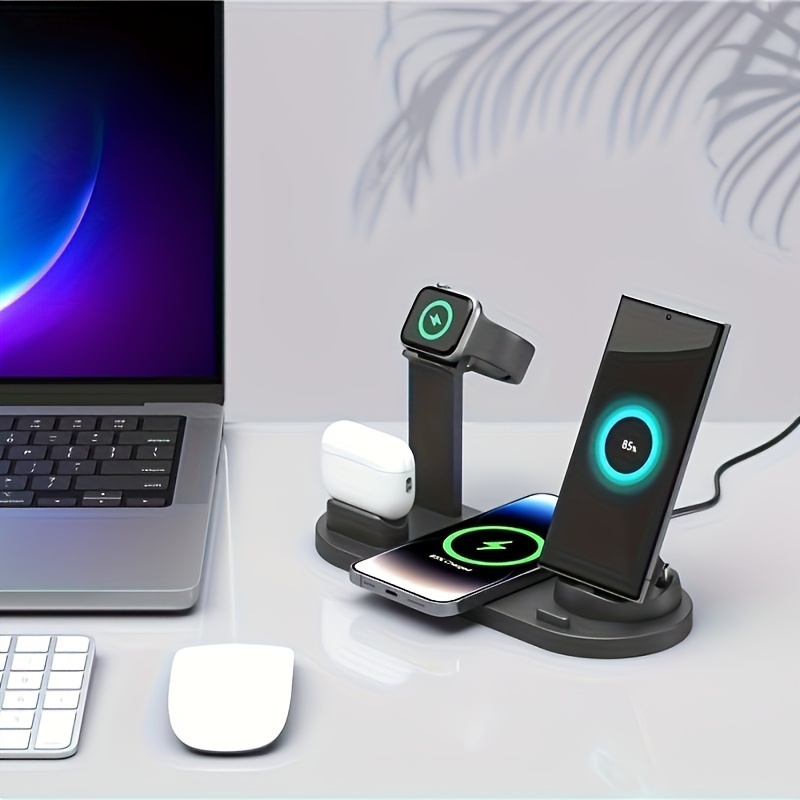 fast wireless charger with usb type c fast wireless charger station stand dock compatible with iphone 15 to 8 for iwatch series 9 to 2 for     for office home use details 6