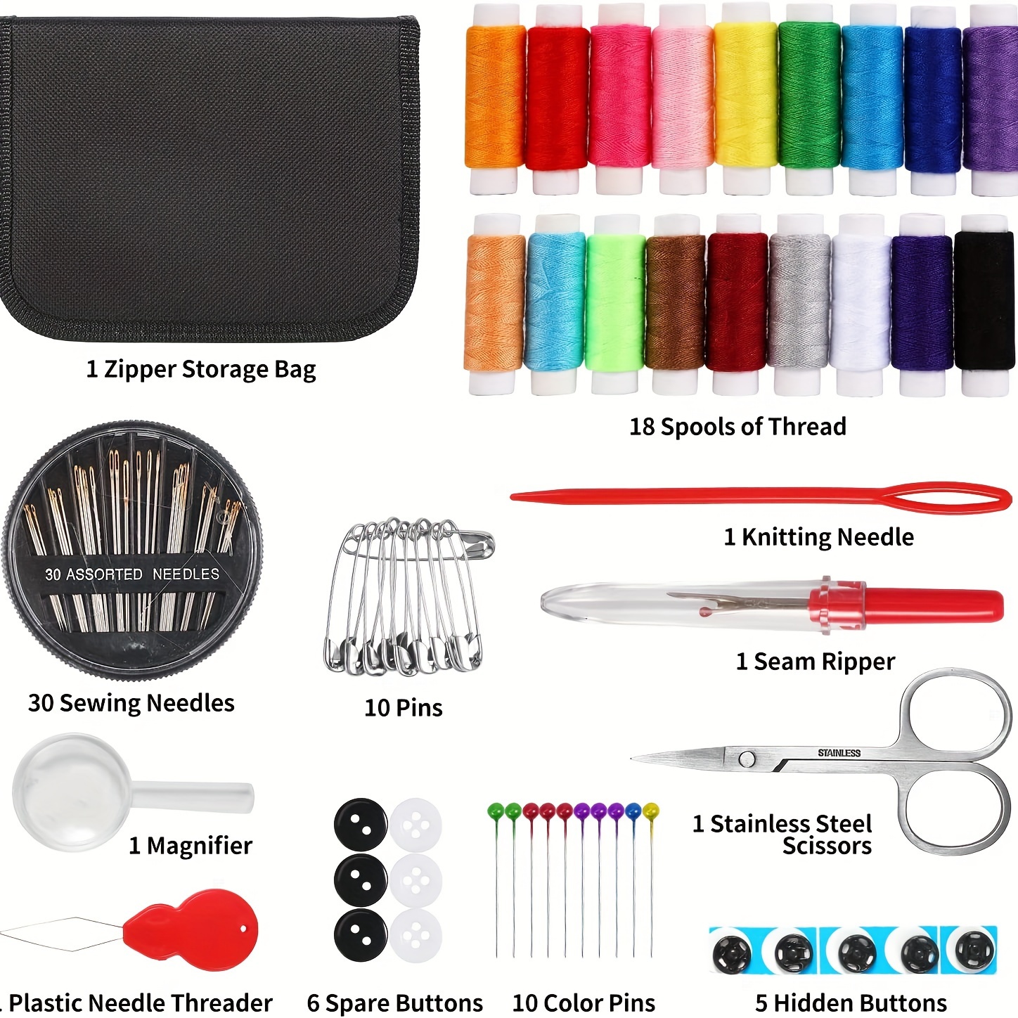 86pcs portable sewing kit with assorted tools accessories ideal for clothing repair diy crafts travel details 5