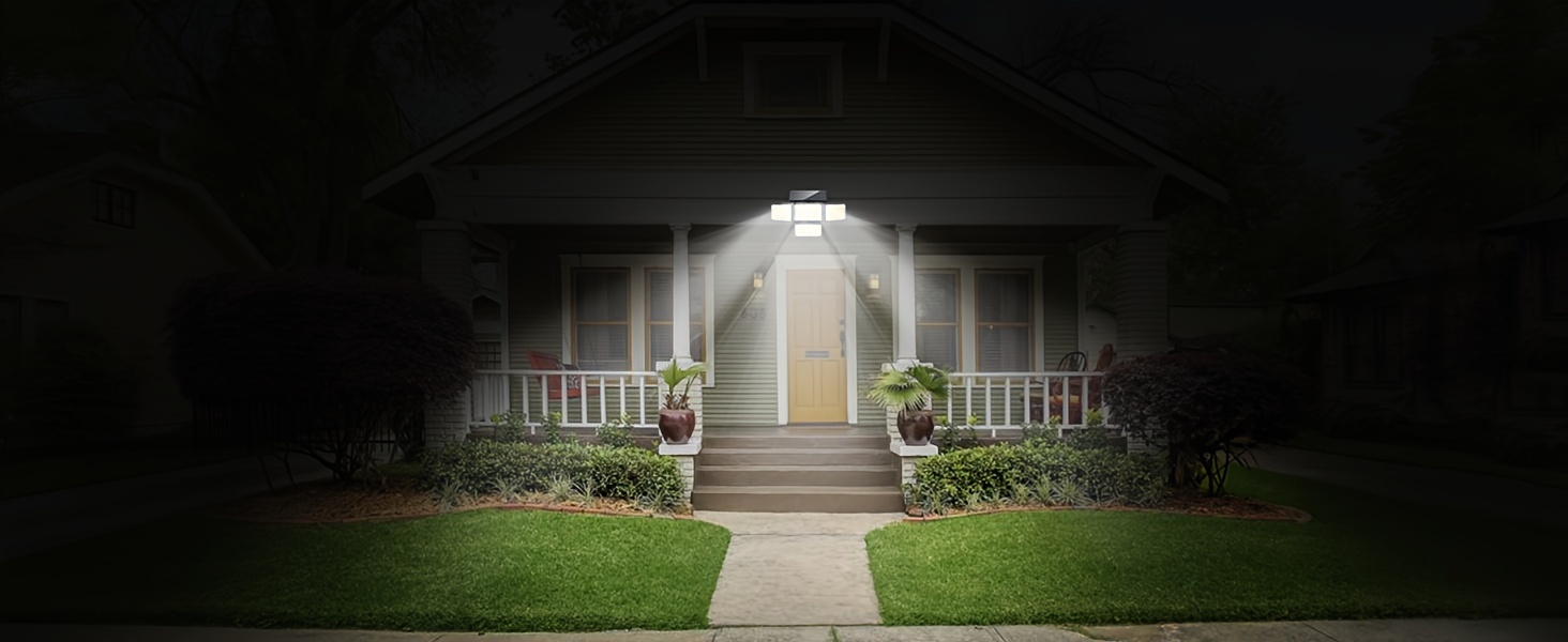 2pcs super bright extra wide solar motion sensor outdoor light floodlight security light four adjustment modes four light heads 270 lighting angle remote control for yard garage porch details 10