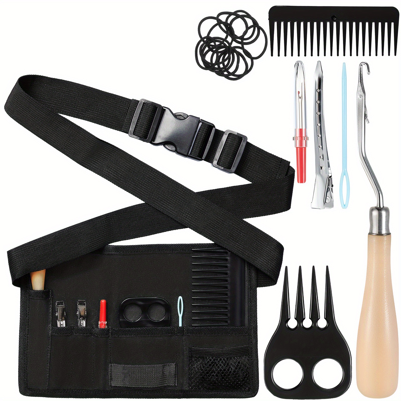 9pcs complete horse braiding kit with mane braiding belt brush comb cutter clips rubber bands pin all in one horse grooming for   braiders horse training for braiding mane tail styles
