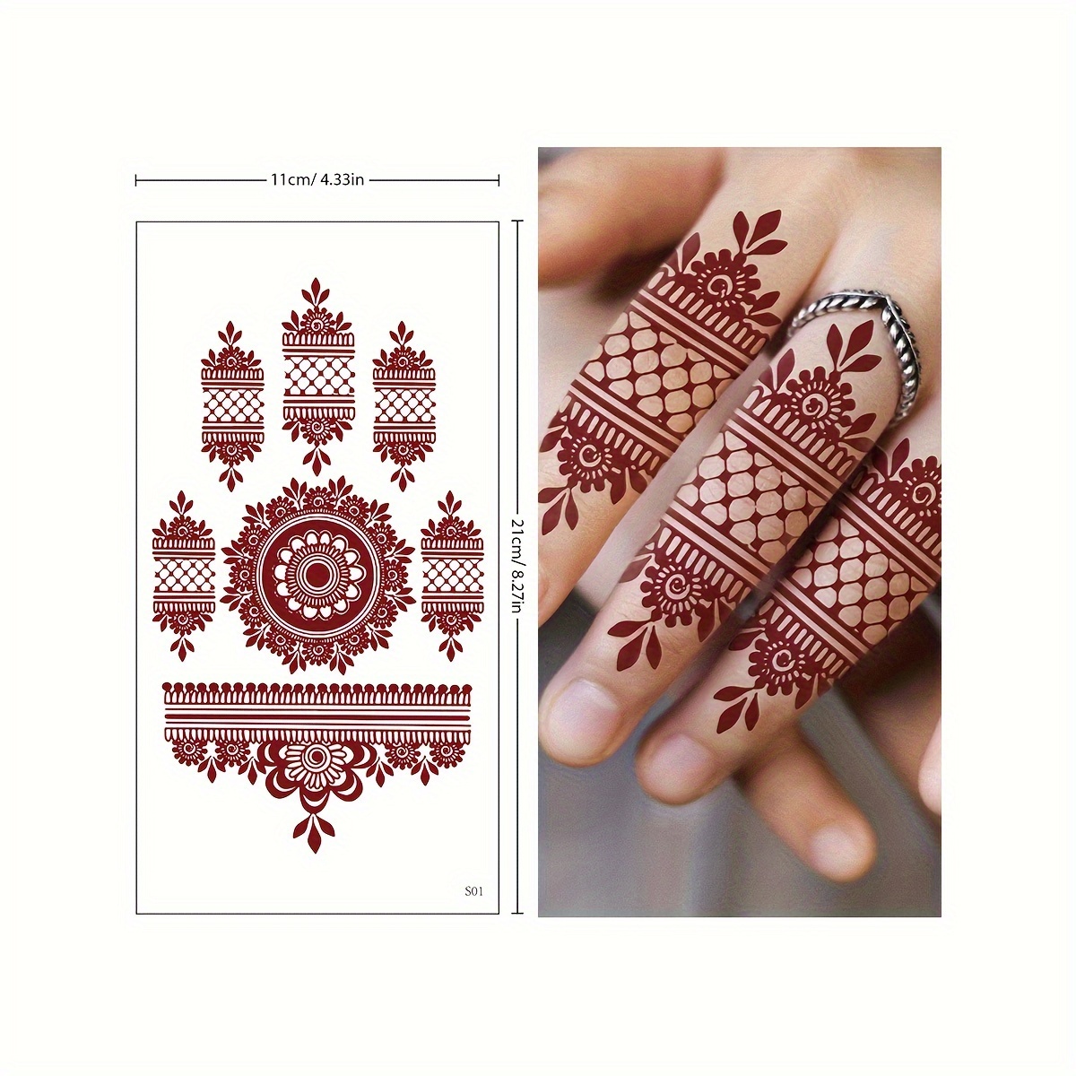 1pc Womens Hand Tattoo Sticker Waterproof Temporary Tattoo