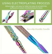 14pcs hypoallergenic stainless steel cuticle pusher and nail file set manicure pedicure tools uv gel polish remover cleaning kit nail tech supplies details 1