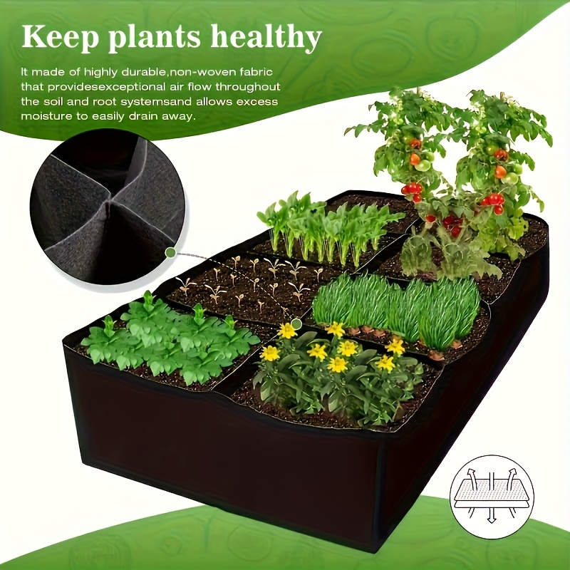 8 grid fabric raised flower beds breathable planting bags lightweight   used indoors outdoors versatile planting containers ideal for growing vegetables and flowers outdoor planting solutions gardening supplies garden decoration Product details 1