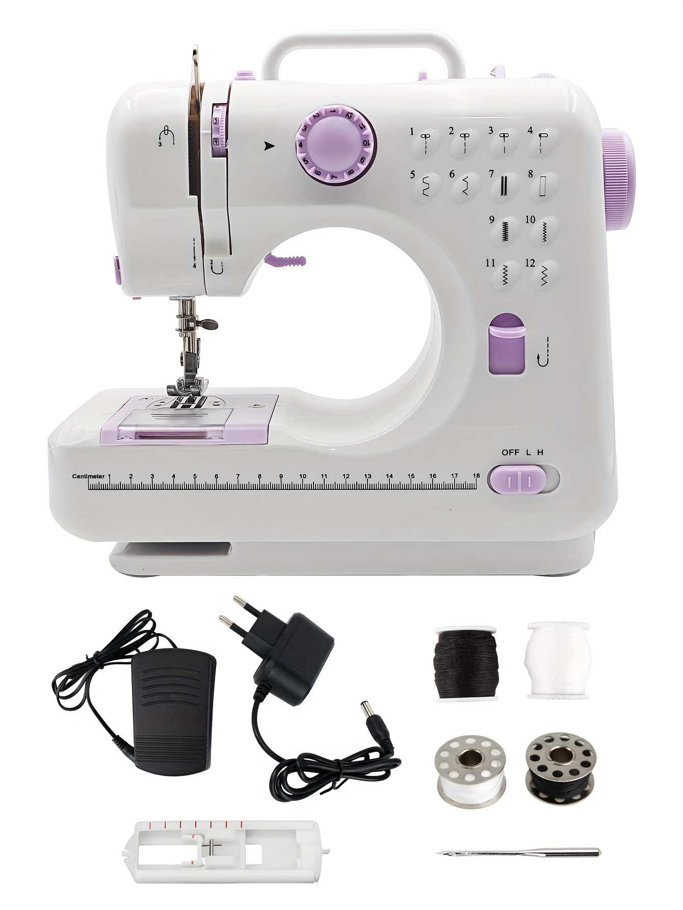 1pc purple 505 electric sewing machine for beginners portable sewing machine with reverse sewing and 12 built   details 7