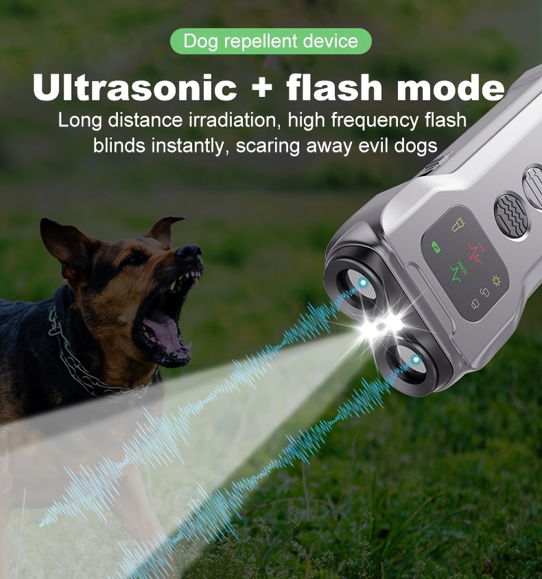 1 шт. 2-в-1 ультразвуковий відлякувач гавкоту собак з ліхтариком, usb-перезарядний пристрій проти гавкоту, двосторонній , літій-полімерний акумулятор, робоча напруга ≤36 в, інструмент для дресирування та відлякування детальніше 7
