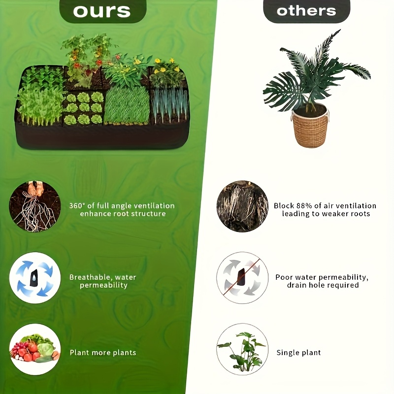 8 grid fabric raised flower beds breathable planting bags lightweight   used indoors outdoors versatile planting containers ideal for growing vegetables and flowers outdoor planting solutions gardening supplies garden decoration Product details 4
