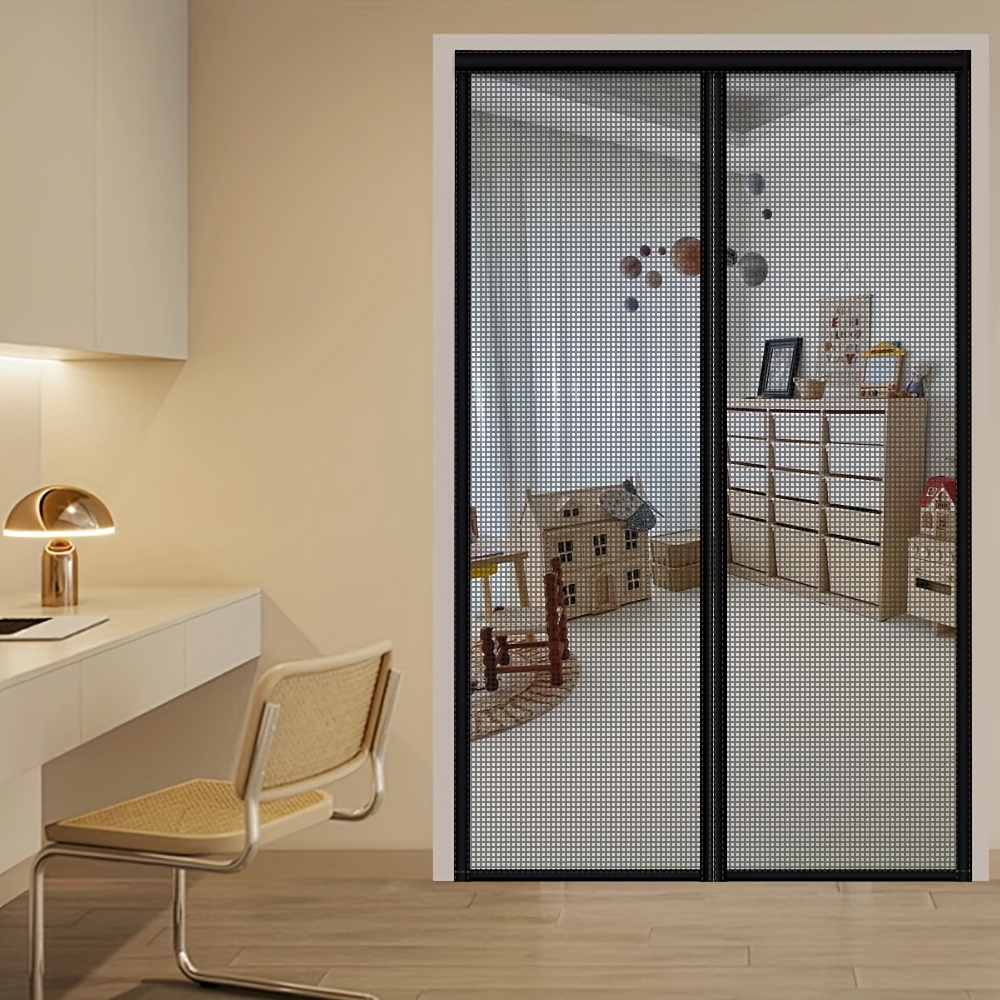 1 magnetic screen door black   strong   breathable durable fiberglass pet tested hands   magnetic closure prevents insects suitable for bedroom   room dining area and balcony 3