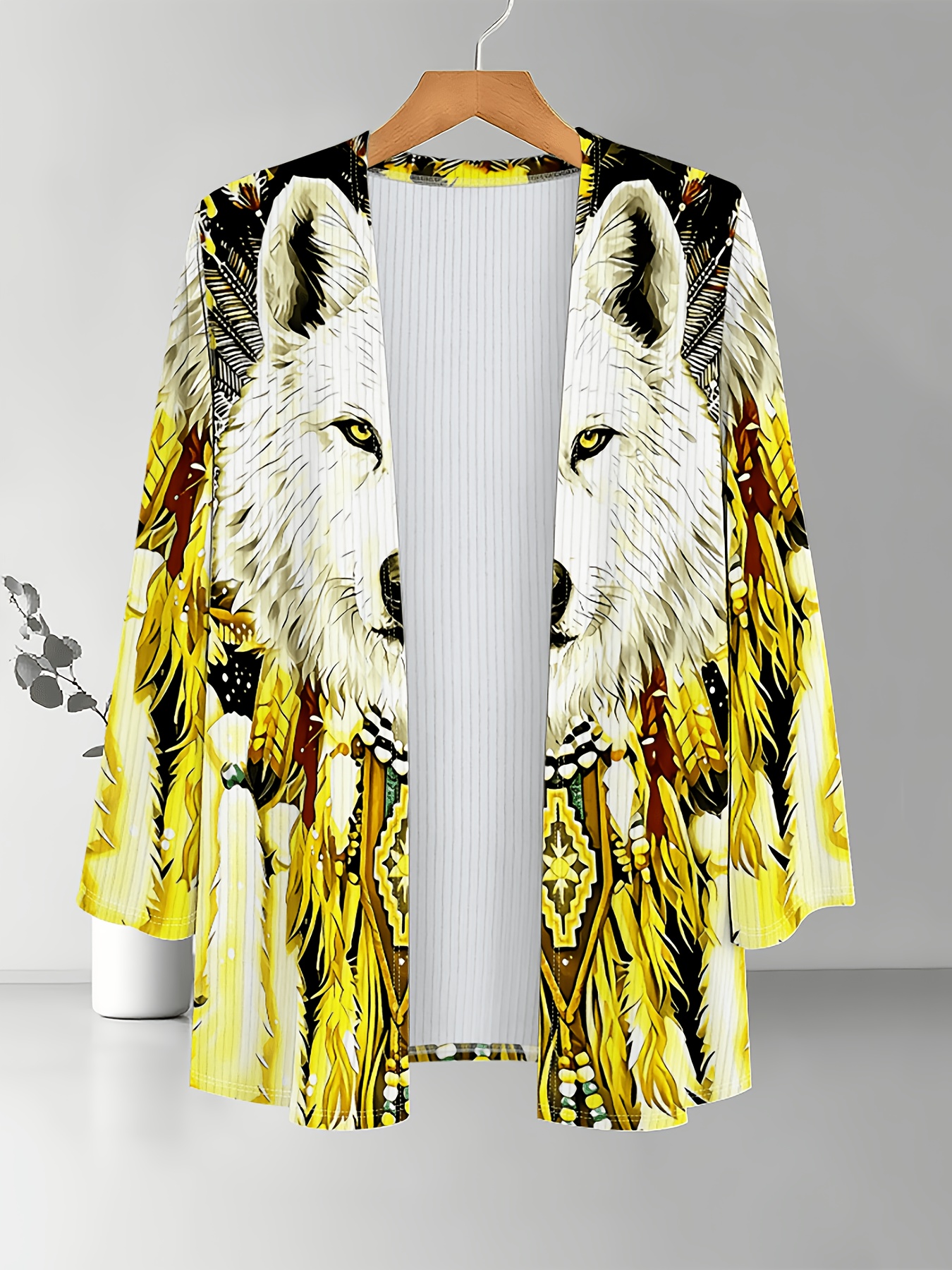 Womens Printed Open Front Cardigan Long Sleeve Casual Jacket