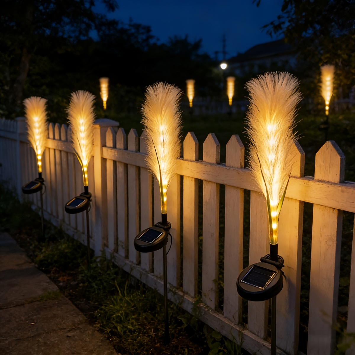 2pcs solar reed stake lights led garden decorative lights outdoor lawn landscape lighting pathway yard patio decoration auto on off dusk to dawn   decorative lamp Product details 2
