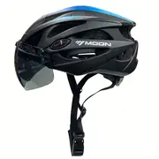 moon ultralight cycling helmet with removable visor black red adjustable multi use for road mountain biking unisex adult uncharged unisex cycling gear modern helmet design adjustable strap helmet details 27