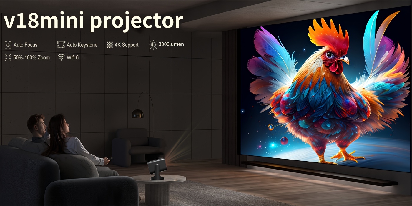 פרויקטור מיני עדין וקומפקטי 4k & 1080p עם תיקון אופקי אוטומטי, סיבוב  °, wifi 6 & אלחוטי 5.2, תואם לאנדרואיד 11 - אידיאלי לתיאטרון ביתי, פרויקטור חכם עם שלט רחוק, תצוגת lcd, פרויקטור מיני נייד פרטים 4