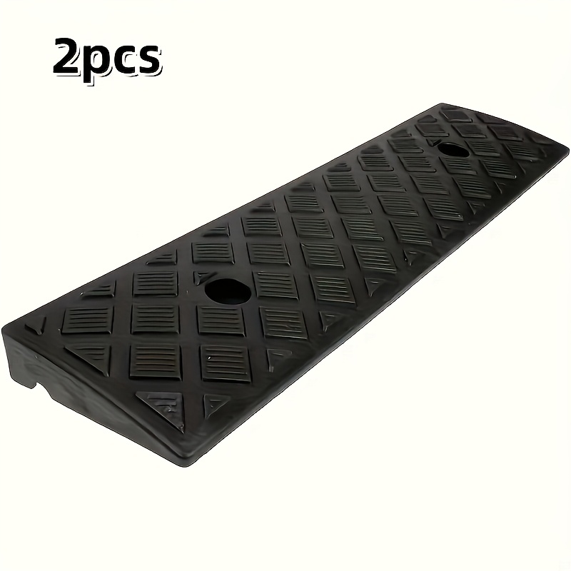 комплект од 2 цврсти црни гумени рампи, 19.7 x 15.7 x 4, текстурирана површина за подобрена безбедност - идеални за , велосипеди, уреди и инвалидски колички | издржлив и пренослив сет на рампи, рампи за возила детали 0
