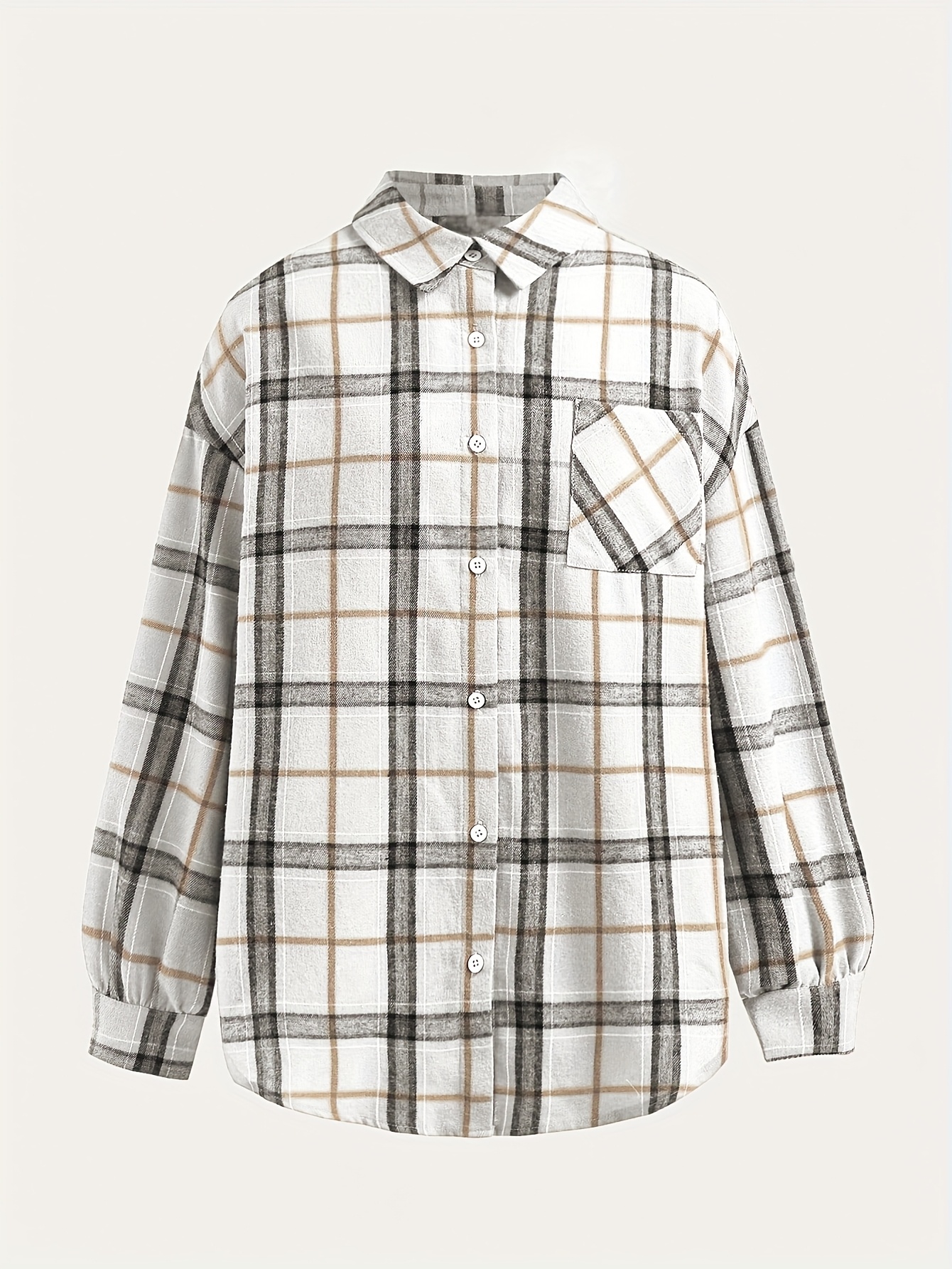 ensemble 3 pièces de chemise à manches longues à carreaux ciblée dp010599+ , haut court noir, pantalon évasé Détails du produit 2