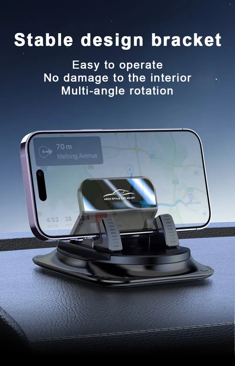 360 rotatable car phone mount abs material silicone non slip pad dashboard compatible suitable for car office home use details 0