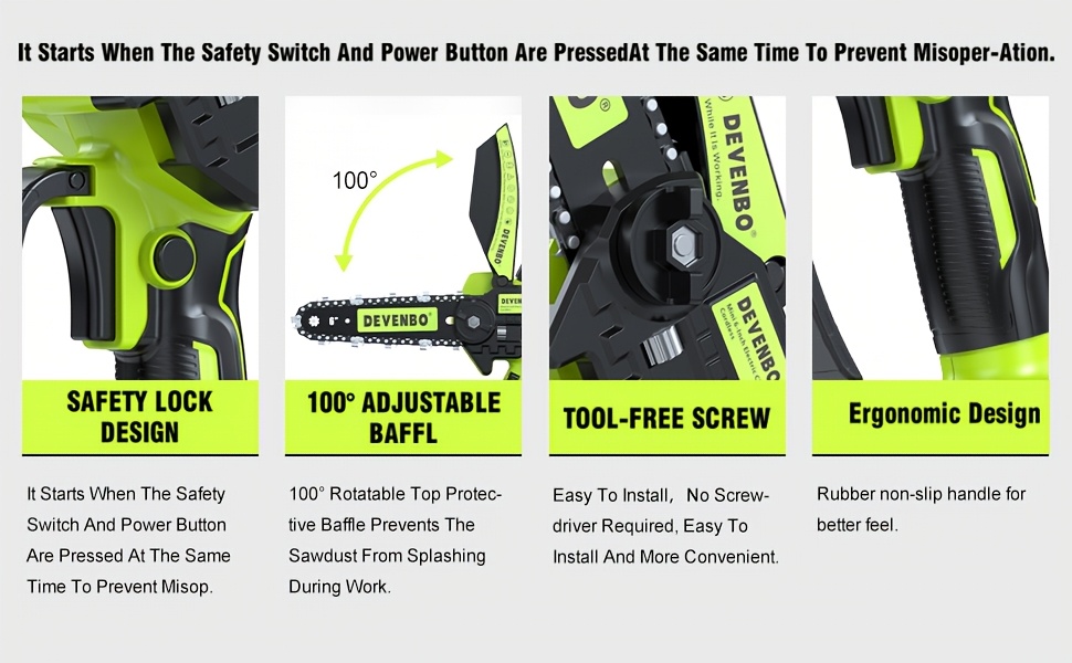 mini chainsaw cordless 6 inch handheld   chain saw for tree trimming wood cutting best gifts for dad husband tools for man camping accessories garden power tools dewalt garden supplies woodworking tools out door saw details 6