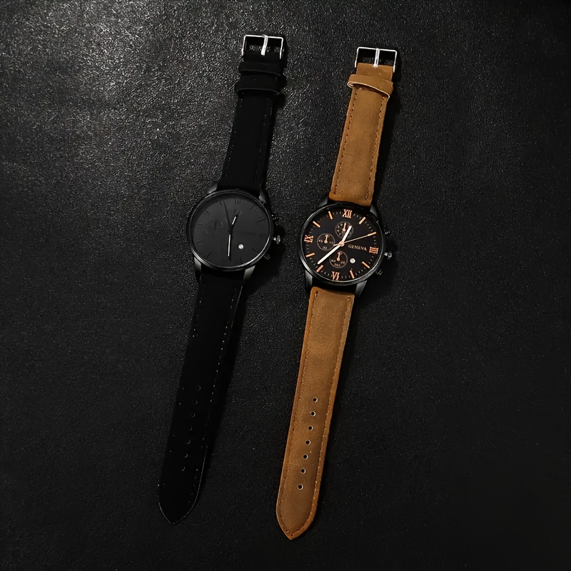 2pcs reloj de cuarzo de moda para hombre 4