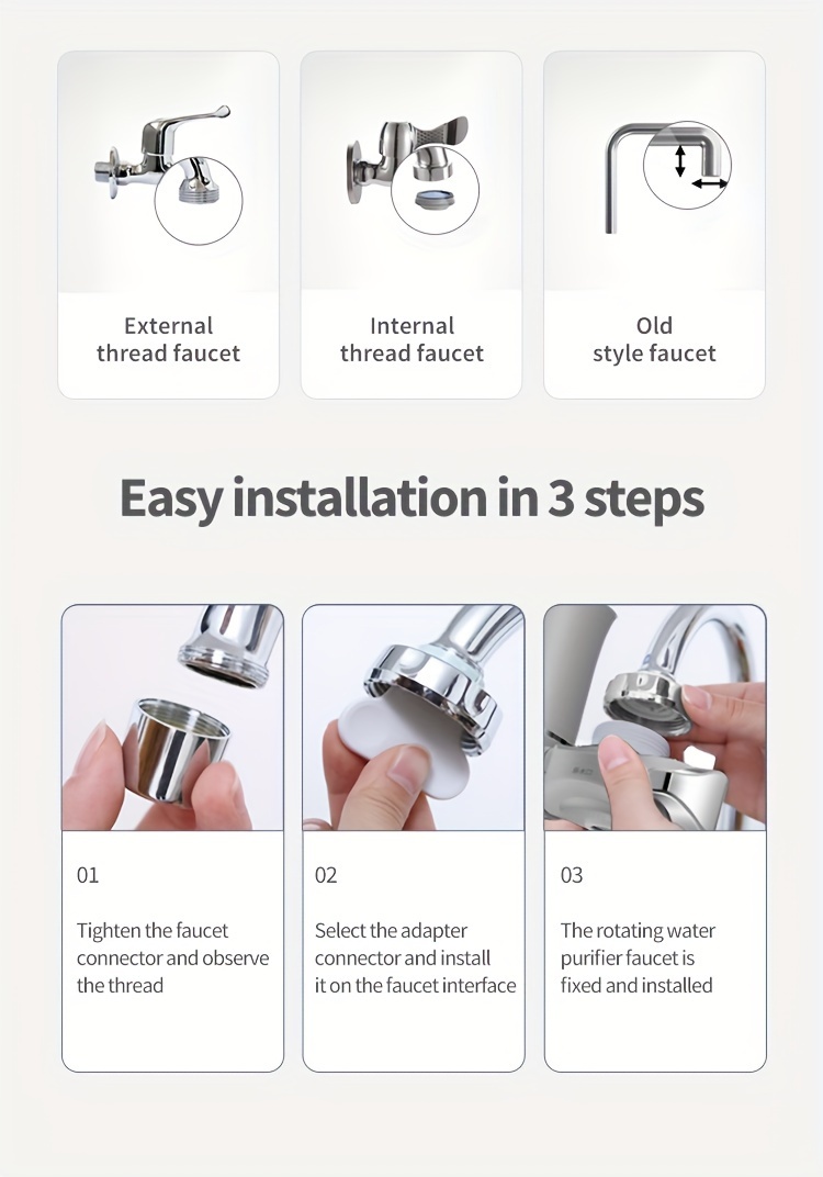  Filtro per Rubinetto Universale - Uscito ad Flusso Non Caricato, 6 di Carbonio e Sterilizzazione UV, Riduzione di Cloro e , di Filtrazione per , Compatibile con Connettori Europei/Americani dettagli 6