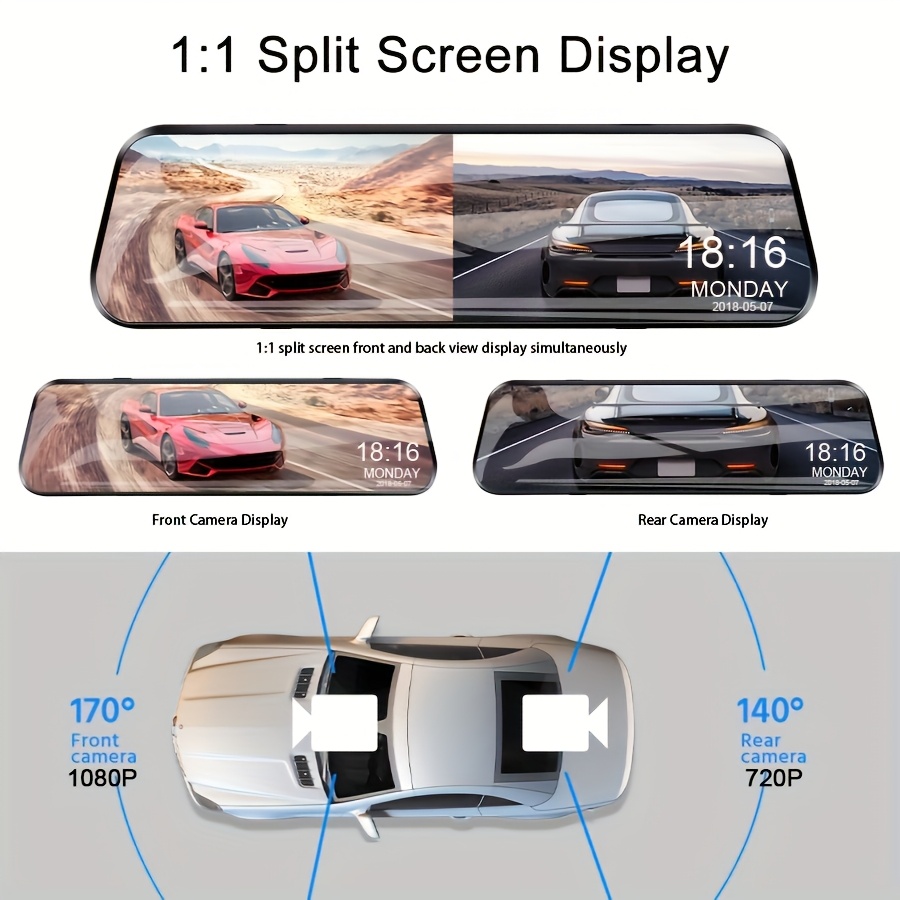 1080p přední a 720p zadní palubní kamera s dotykovou obrazovkou, magnetickým držákem, 400mah polymerovou lithiovou baterií, 24h parkovacím monitorem, 27.5fps plynulým záznamem, napájením do autozásuvky Podrobnosti o produktu 4