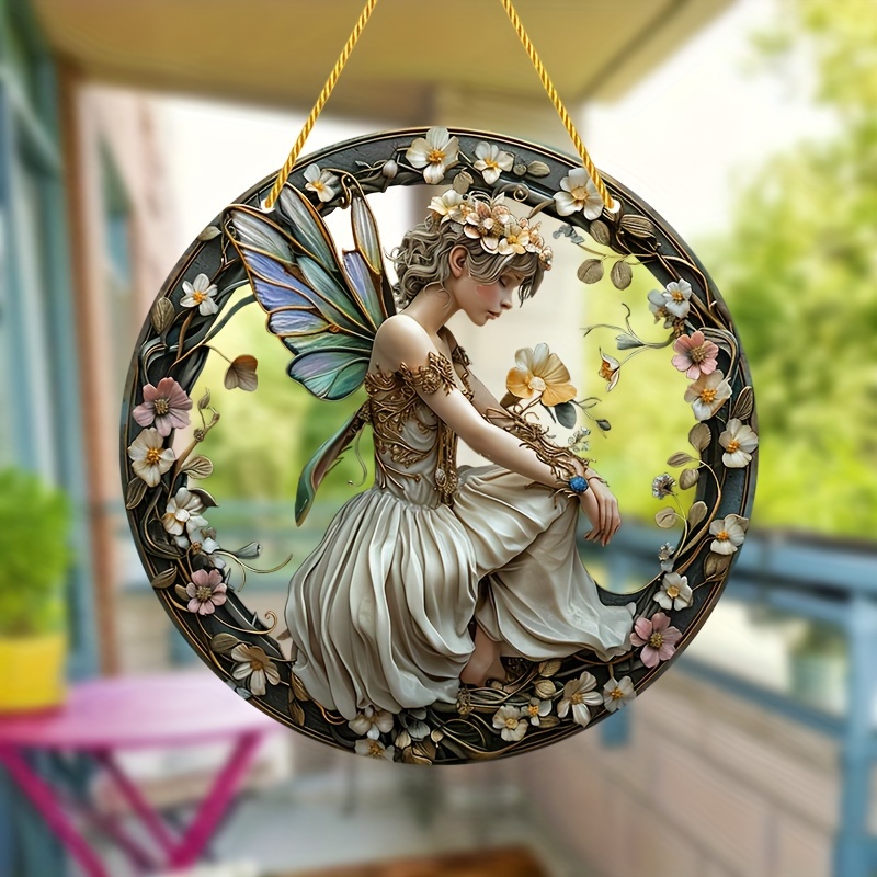 1pc acrylic sign elf fairy decorative window art window sun catcher elf fairy window decoration acrylic sun catcher 8 8in 20x20cm room decoration scene decoration bar decoration summer decor holiday gift give gifts to friends and family details 4