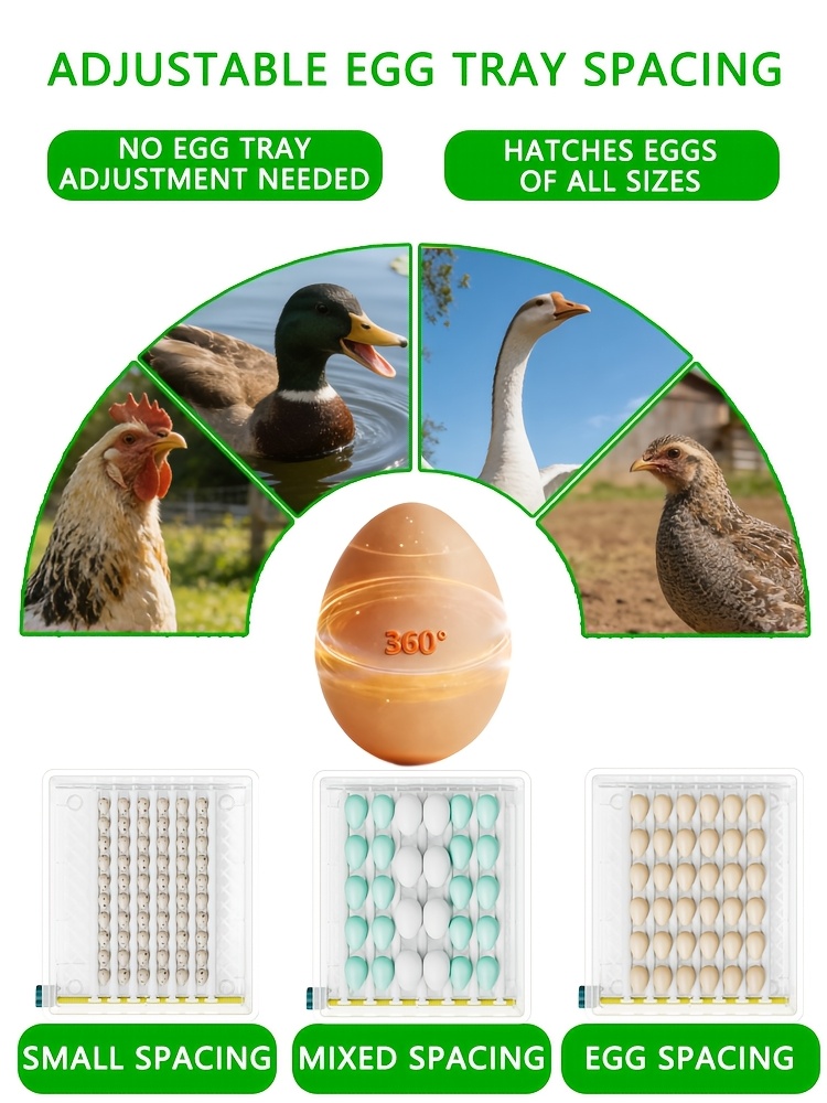 fully automatic 36 egg smart incubator featuring an innovative heating mode display automatic egg turning automatic watering and humidity control precise temperature regulation adjustable shaft and 5 Product details 2