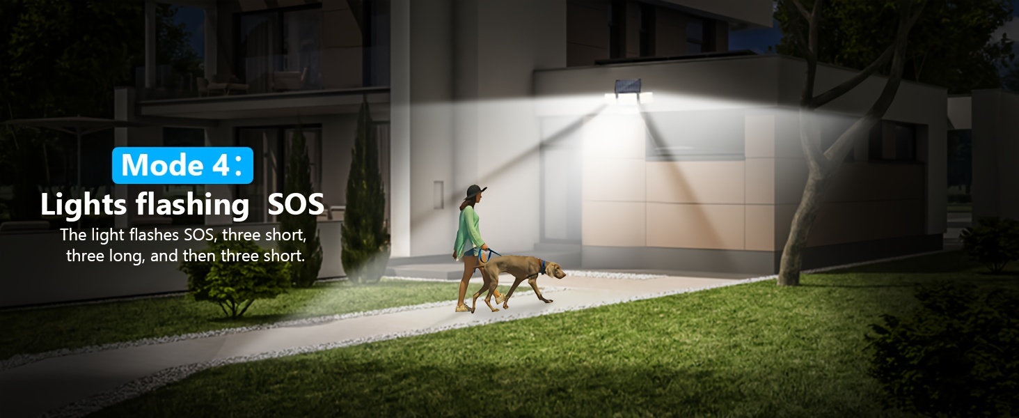 2pcs super bright extra wide solar motion sensor outdoor light floodlight security light four adjustment modes four light heads 270 lighting angle remote control for yard garage porch details 6