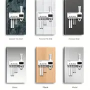 1 toothbrush holder with automatic toothpaste dispenser black white usb rechargeable wall mounted 4 brush slots no drilling required toothbrush holder and toothpaste dispenser built in ventilation details 4