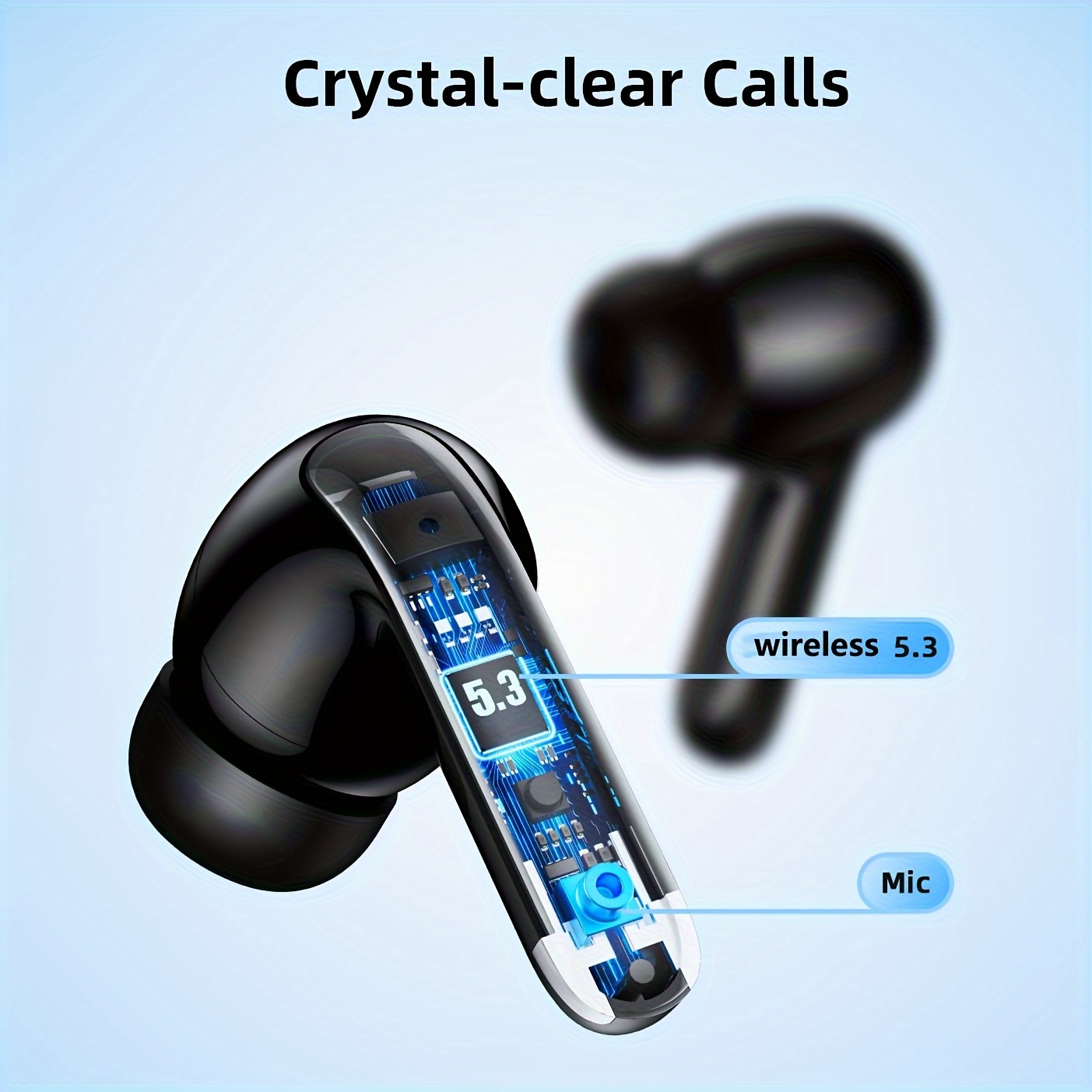 wireless earbuds 5 3 wireless headphones with 13mm speakers long playtime type c   case touch control noise cancelling voice call with digital battery display for iphone android compatible with   for gaming   3