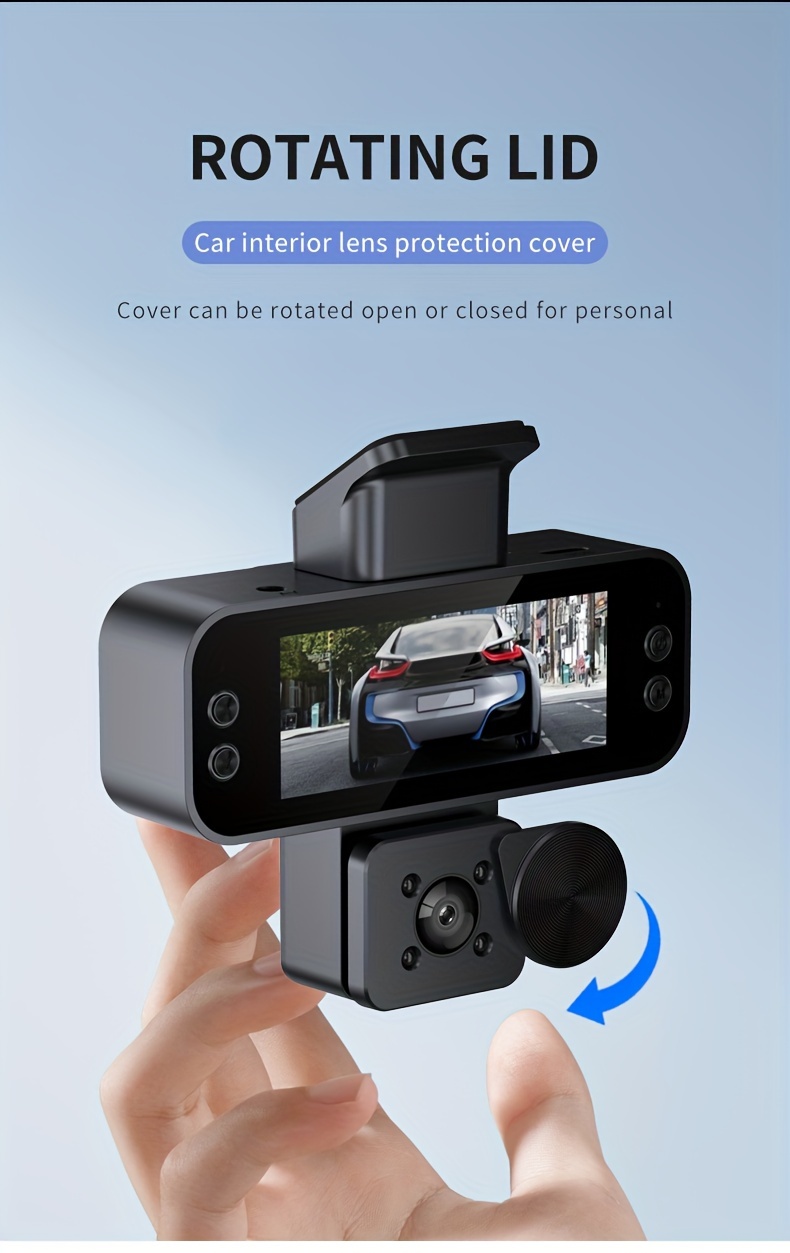   3 channel dash cam high resolution front rear car recorder with seamless loop discreet black box design for safe driving accident protection details 3