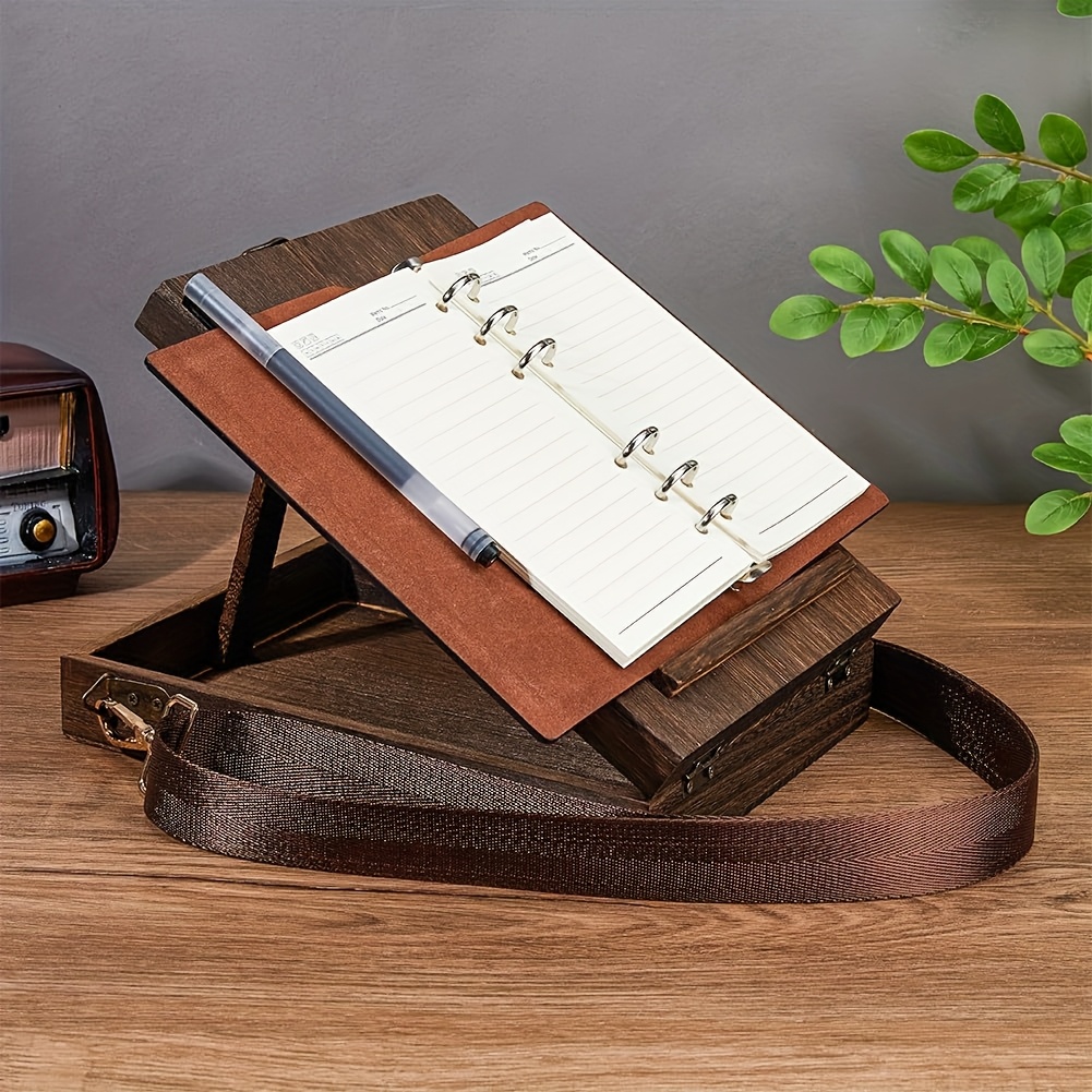 1pc writers messenger wooden box multifunctional handcrafted wooden crossbody bag portable artist toolkit brush storage box   easel for outdoor painting Product details 1