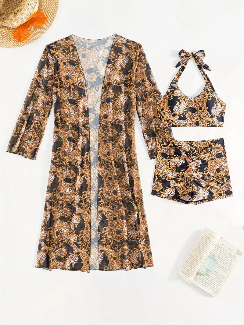 2025 new stylish bikini three piece set with cover up details 48